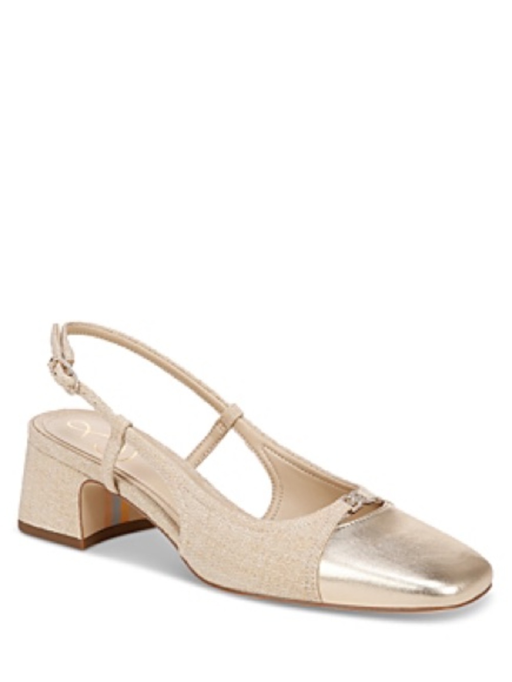 Sam Edelman TARRA GLITZ SLINGBACK HEEL Gold Linen Size 6.5